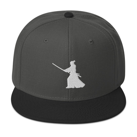 Ronin Samurai Warrior Swordsman Embroidered Flat Bill Cap embroidered snapback hat, product image 1
