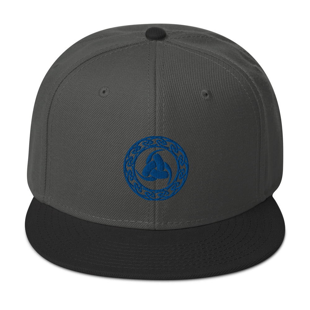 Blue Odin's Knot - The Valknut Embroidered Celtic Flat Bill Hat Snapback Hat