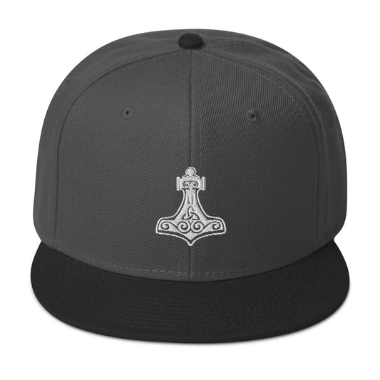 Viking God of Thunder Hammer Mjolnir Embroidered Flat Bill Cap embroidered snapback hat, product image 1