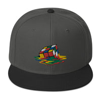 Melting Speed Cube Gaming Puzzle Box Embroidered Flat Bill Cap embroidered snapback hat, product image 25