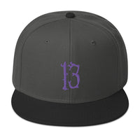 Purple Lucky Number 13 Goth # Thirteen Embroidered Flat Bill Cap embroidered snapback hat, product image 25