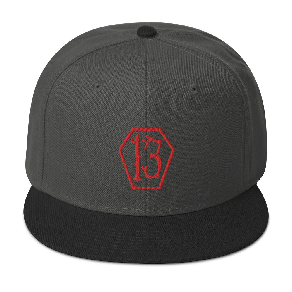 Red Coffin Number 13 Goth # Thirteen Embroidered Flat Bill Cap Snapback Hat