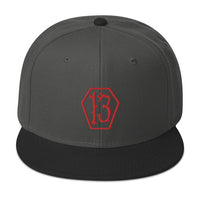 Red Coffin Number 13 Goth # Thirteen Embroidered Flat Bill Cap embroidered snapback hat, product image 25
