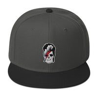 Lightning Bolt Skull David Bowie Embroidered Flat Bill Cap embroidered snapback hat, product image 1