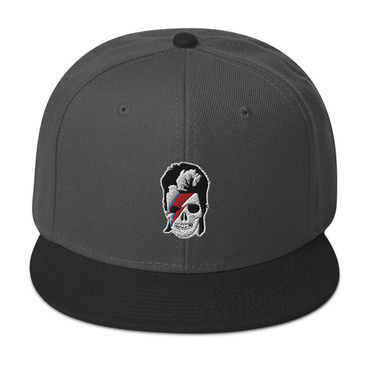Lightning Bolt Skull David Bowie Embroidered Flat Bill Cap embroidered snapback hat, product image 1