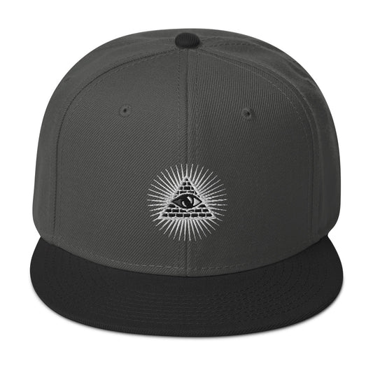 White Illuminati All Seeing Psychic Eye Embroidered Flat Bill Cap embroidered snapback hat, product image 1