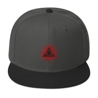 Red Illuminati All Seeing Psychic Eye Embroidered Flat Bill Cap embroidered snapback hat, product image 25
