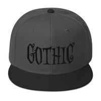 Black Gothic Dramatic Style Embroidered Flat Bill Cap embroidered snapback hat, product image 26