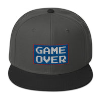 Game Over 8 Bit Embroidered 80's Retro Style Flat Bill Cap embroidered snapback hat, product image 25