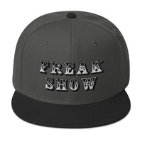 White Circus Freak Show Embroidered Flat Bill Cap embroidered snapback hat, product image 26
