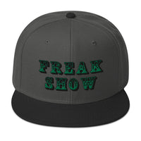 Green Circus Freak Show Embroidered Flat Bill Cap embroidered snapback hat, product image 26