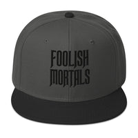 Black Foolish Mortals Haunted Mansion Embroidered Flat Bill Cap embroidered snapback hat, product image 26