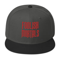 Red Foolish Mortals Haunted Mansion Embroidered Flat Bill Cap embroidered snapback hat, product image 25