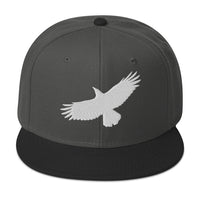 Flying Raven Black Bird Embroidered Flat Bill Cap embroidered snapback hat, product image 1