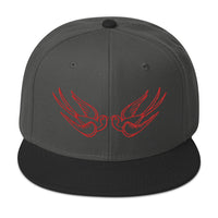 Red Falling Sparrows Tattoo Style Bird Embroidered Flat Bill Cap embroidered snapback hat, product image 25