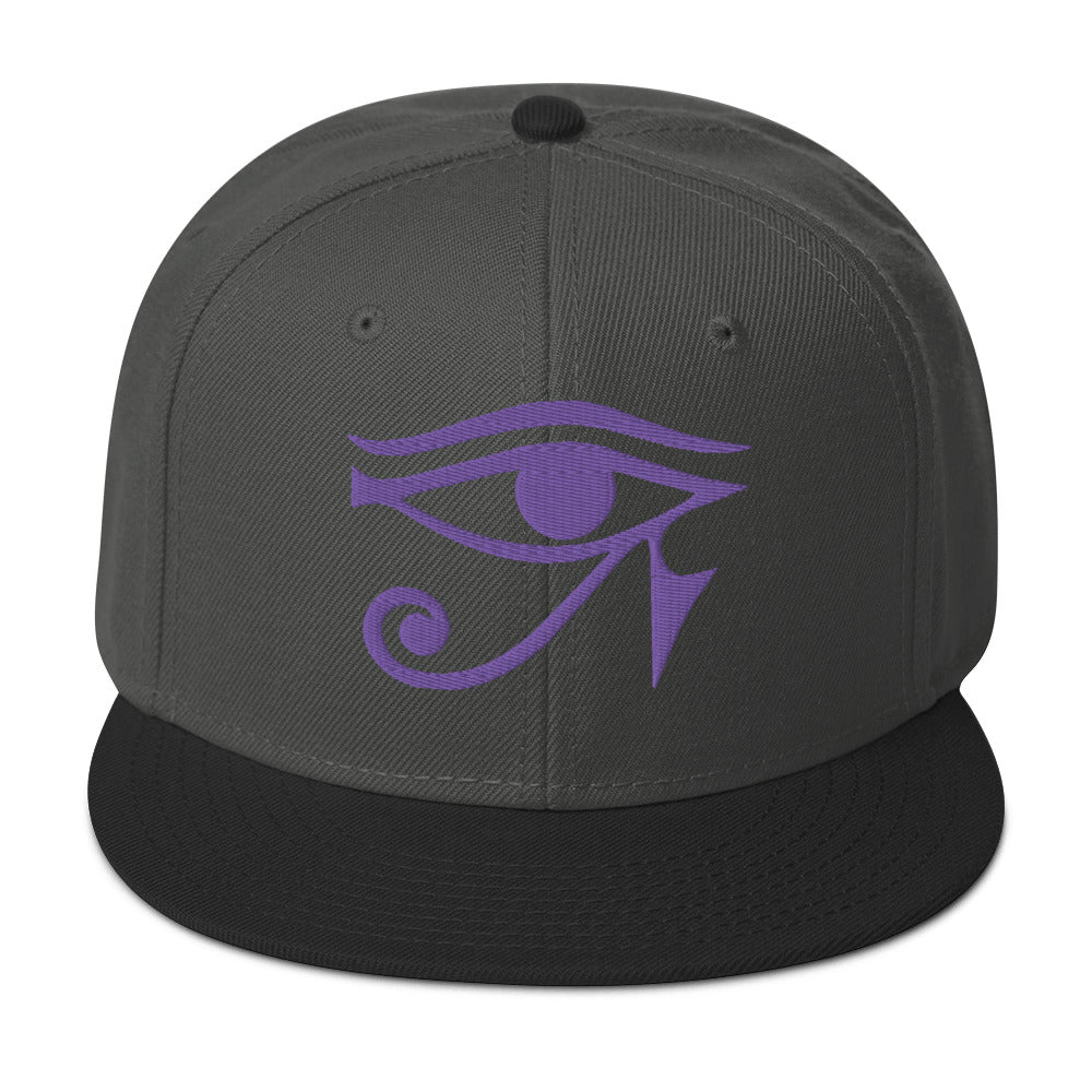 Purple Eye of Ra Egyptian Goddess Embroidered Flat Bill Cap Snapback Hat