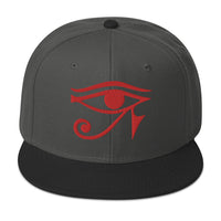 Red Eye of Ra Egyptian Goddess Embroidered Flat Bill Cap embroidered snapback hat, product image 25