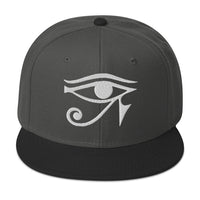 White Eye of Ra Egyptian Goddess Embroidered Flat Bill Cap embroidered snapback hat, product image 25