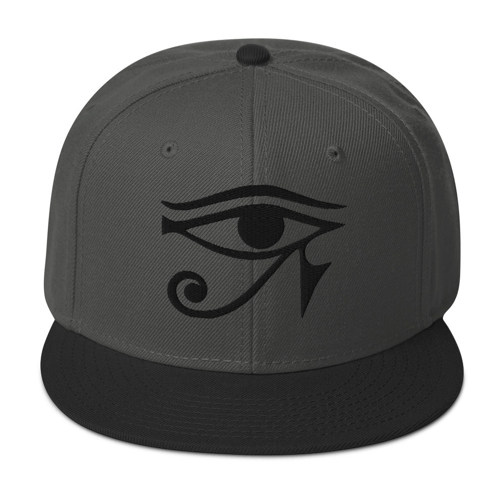 Black Eye of Ra Egyptian Goddess Embroidered Flat Bill Cap Snapback Hat