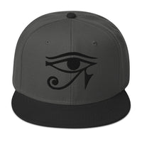 Black Eye of Ra Egyptian Goddess Embroidered Flat Bill Cap embroidered snapback hat, product image 26