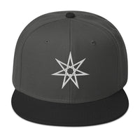 White Elven Star Witchcraft Symbol Embroidered Flat Bill Cap embroidered snapback hat, product image 24