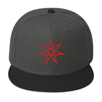 Red Elven Star Witchcraft Symbol Embroidered Flat Bill Cap embroidered snapback hat, product image 25