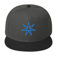 Blue Elven Star Witchcraft Symbol Embroidered Flat Bill Cap embroidered snapback hat, product image 1