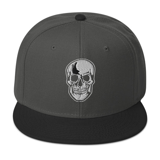 Death Skull Embroidered Horror Style Flat Bill Cap embroidered snapback hat, product image 1