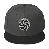 White Deadly Swirl Spike Symbol Embroidered Flat Bill Cap embroidered snapback hat, product image 25