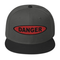 Red Danger Warning Sign Embroidered Flat Bill Cap embroidered snapback hat, product image 25