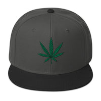 Cannabis Pot Leaf Marijuana Embroidered Flat Bill Cap embroidered snapback hat, product image 26