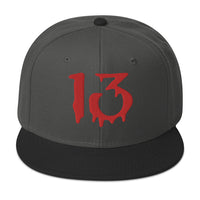 Bloody Number Thirteen 13 Lucky Halloween Embroidered Flat Bill Cap embroidered snapback hat, product image 25