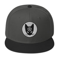 Black Cat Wiccan Pentagram Embroidered Flat Bill Cap embroidered snapback hat, product image 26
