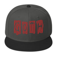 Black and Red Vertical Stripe Goth Embroidered Flat Bill Cap embroidered snapback hat, product image 25