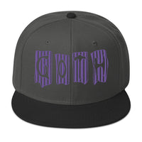 Black and Purple Vertical Stripe Goth Embroidered Flat Bill Cap embroidered snapback hat, product image 25