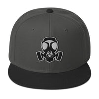 White Bio Hazard Gas Mask Embroidered Flat Bill Cap embroidered snapback hat, product image 1