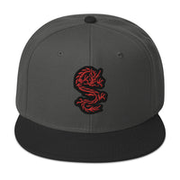 Red Ancient Chinese Dragon Embroidered Flat Bill Cap embroidered snapback hat, product image 25