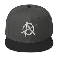 White Anarchy Sign Punk Rock Chaos Embroidered Flat Bill Cap embroidered snapback hat, product image 1