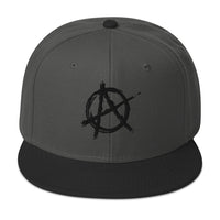 Black Anarchy Sign Punk Rock Chaos Embroidered Flat Bill Cap embroidered snapback hat, product image 26