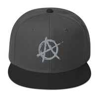 Grey Anarchy Sign Punk Rock Chaos Embroidered Flat Bill Cap embroidered snapback hat, product image 25