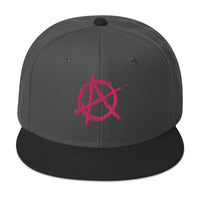 Pink Anarchy Sign Punk Rock Chaos Embroidered Flat Bill Cap embroidered snapback hat, product image 26