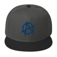 Blue Anarchy Sign Punk Rock Chaos Embroidered Flat Bill Cap embroidered snapback hat, product image 26