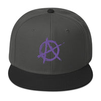 Purple Anarchy Sign Punk Rock Chaos Embroidered Flat Bill Cap embroidered snapback hat, product image 25