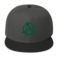 Green Anarchy Sign Punk Rock Chaos Embroidered Flat Bill Cap embroidered snapback hat, product image 25