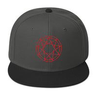Red 9 Point Star Pentagram Occult Symbol Embroidered Flat Bill Cap embroidered snapback hat, product image 25