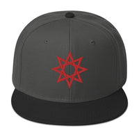 Red 8 Point Star Octagram Anu God Embroidered Flat Bill Cap embroidered snapback hat, product image 25