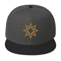 Gold 8 Point Star Octagram Anu God Embroidered Flat Bill Cap embroidered snapback hat, product image 25