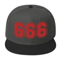Red 666 The Number of the Beast Evil Embroidered Flat Bill Cap embroidered snapback hat, product image 25