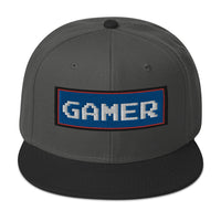 80's Retro Style 8 Bit Gamer Embroidered Flat Bill Cap embroidered snapback hat, product image 25