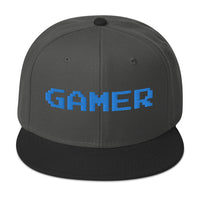8 Bit Gamer Embroidered Flat Bill Cap embroidered snapback hat, product image 1